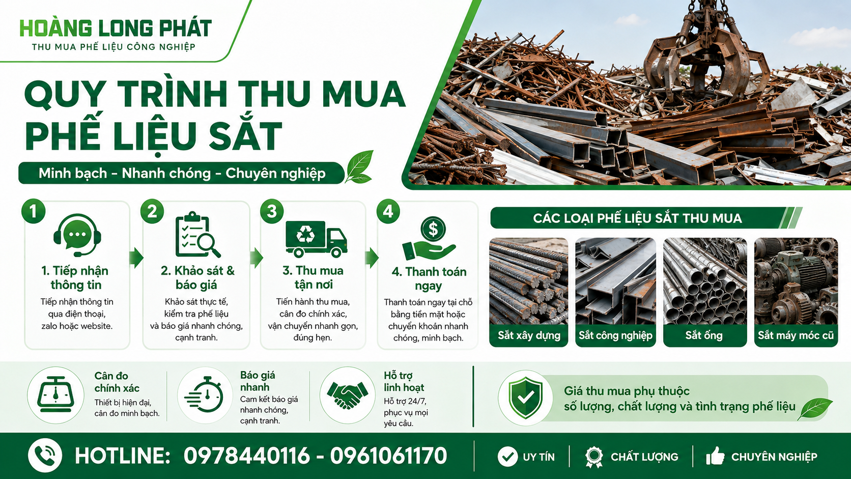 Meta titleThu mua phế liệu sắt giá cao tận nơi | Hoàng Long Phát